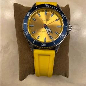 Yellow Dial Dive Watch with Blue Bezel